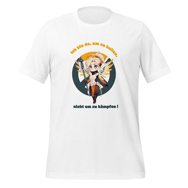 Mercy T-Shirt Gaming Anime Design mit Spruch für Heiler-Fans - Weiß / S