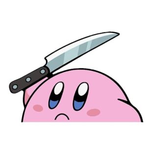 Kirby mit Messer Cartoon Sticker - 15 cm