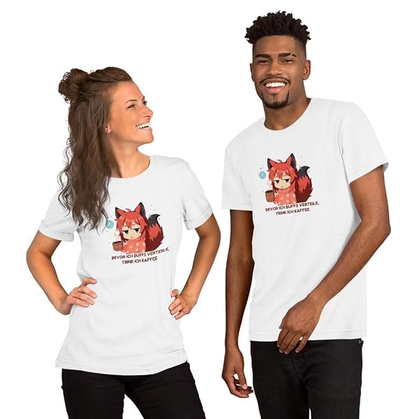 Gaming T-Shirt Kitsune Chibi Design Witziger Kaffee Spruch Nerds & Zocker Kitsukami - Weiß / S