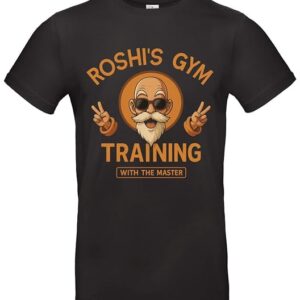 Roshis Gym Training T Shirt Muskelaufbau Fitness Training für Herren Sport Fun Shirt Anime Motiv Baumwolle - Schwarz / S